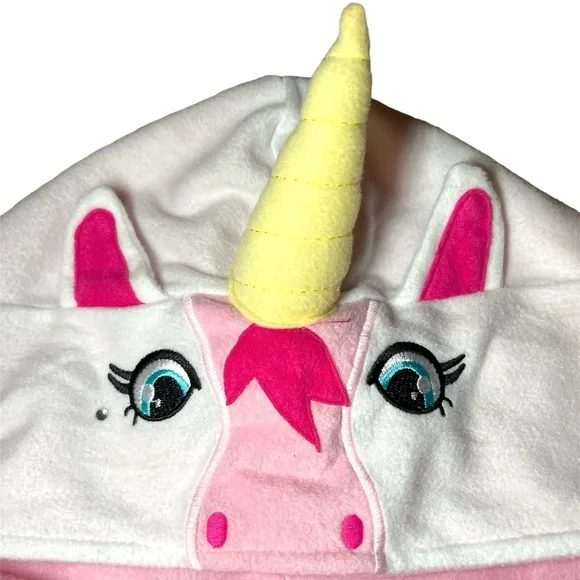 Unicorn onesie hooded pajama costume white with pink & rainbows size M NWOT - Picture 9 of 11